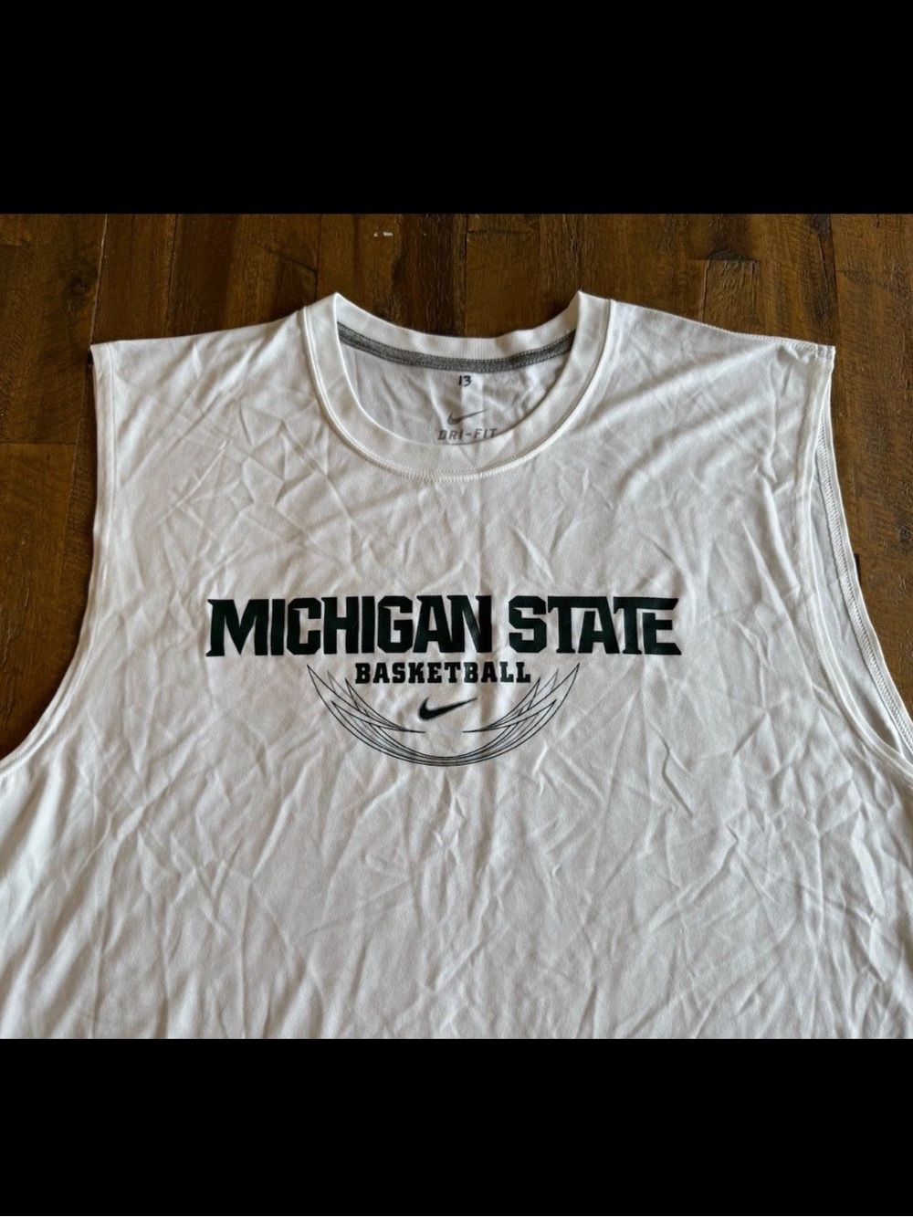 MICHIGAN STATE BASKETBALL MEN’S WARM UP DRI-FIT SLEEVELESS SHIRT NIKE TEAM XLT
